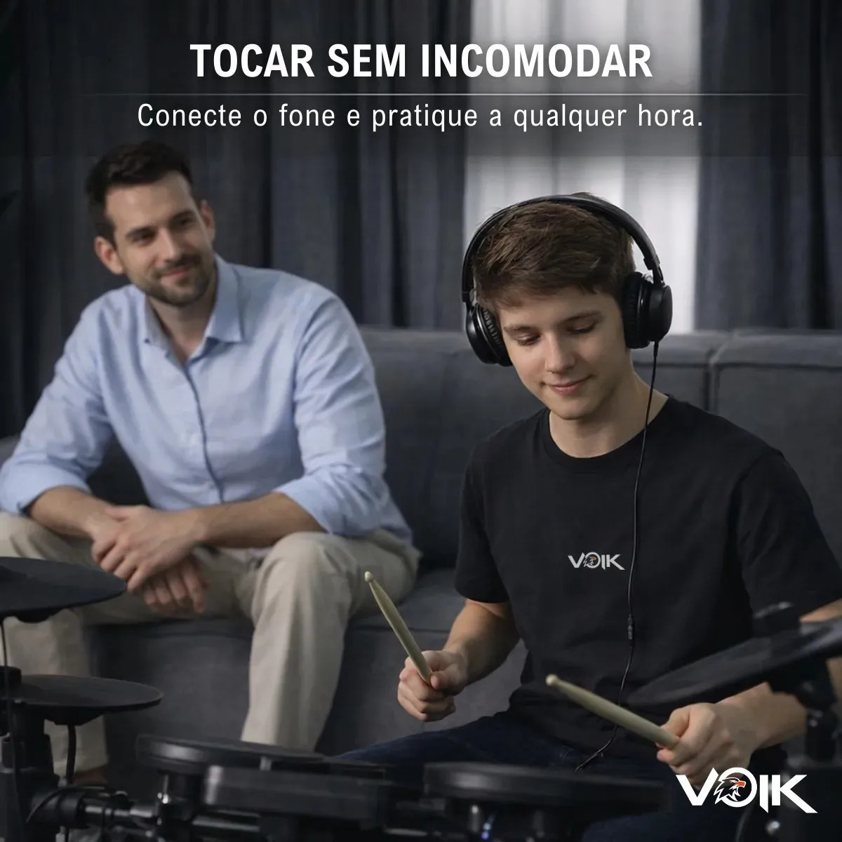 Bateria Eletrônica Midi Preta Voik Vibe-500 2