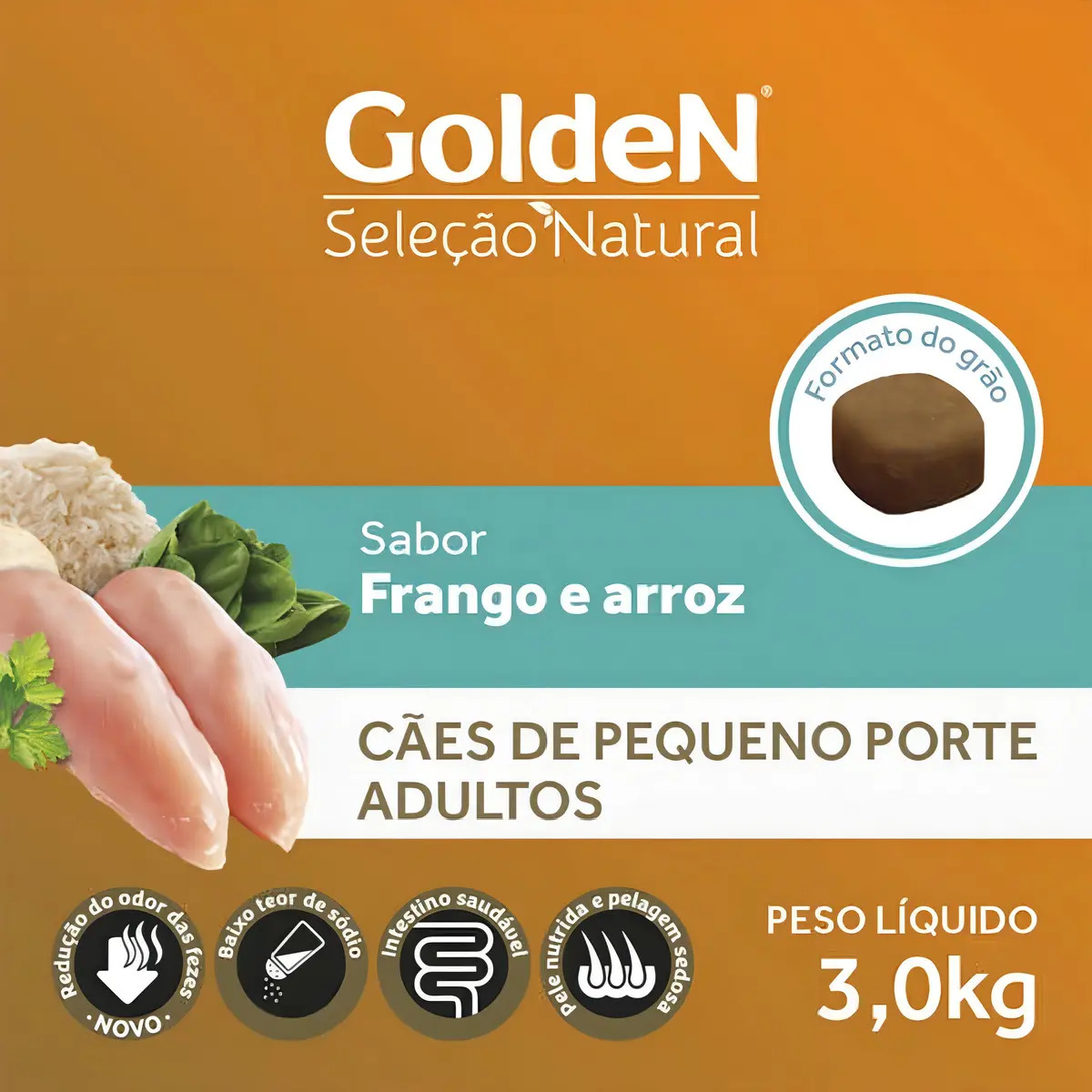 GoldeN Seleção Natural Cães Adultos Porte Pequeno Frango & Arroz 3