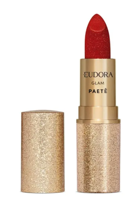 Batom Cremoso Vermelho Glam Paetê 1