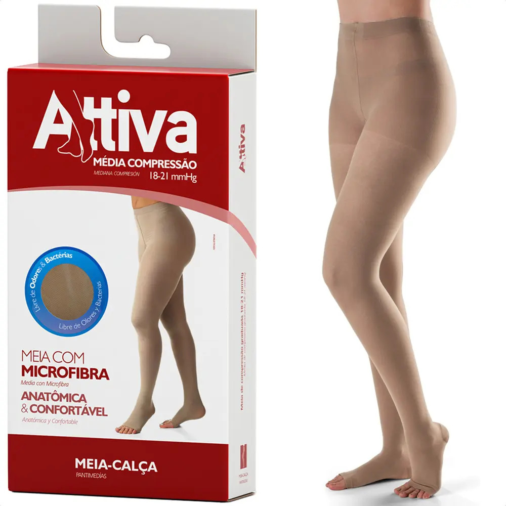 Meia de Compressão Feminina Meia Calça Média 18-21 mmHg sem Ponteira 1