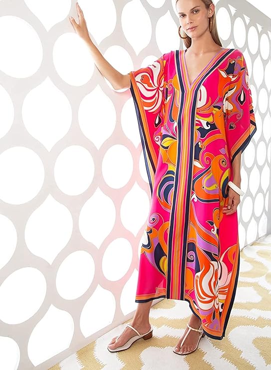 Vestido Feminino Caftan com Estampa Floral Saída de Praia 5