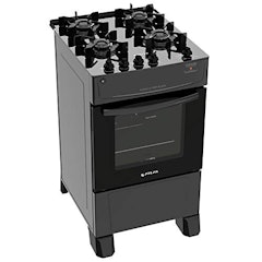 Fogão 4 Bocas Preto com Mesa de Vidro Atlas Mônaco Top Glass
