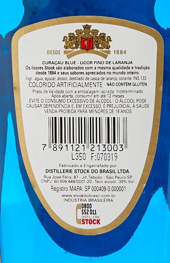 Licor Fino de Laranja Stock Curaçau Blue Triple Sec 3