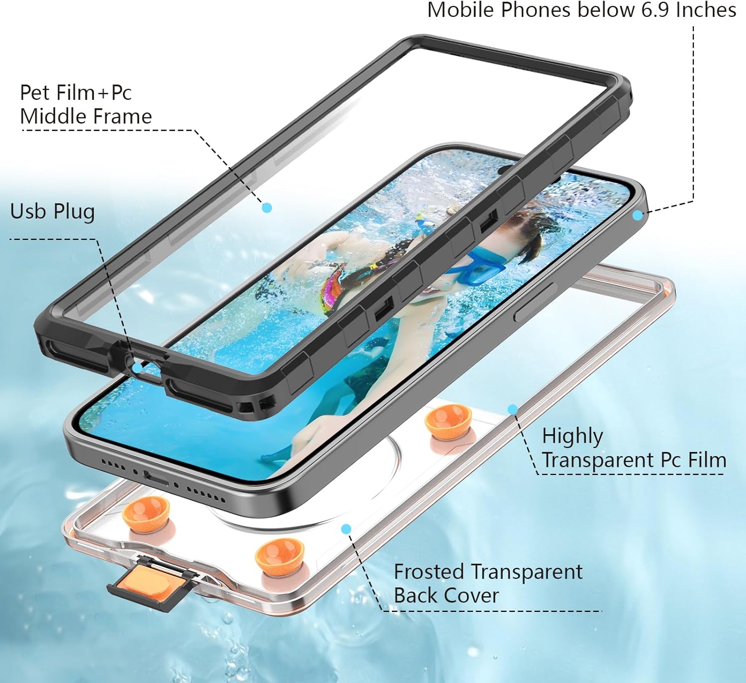 Capa à Prova D'Água Subaquática para Celular Transy 3