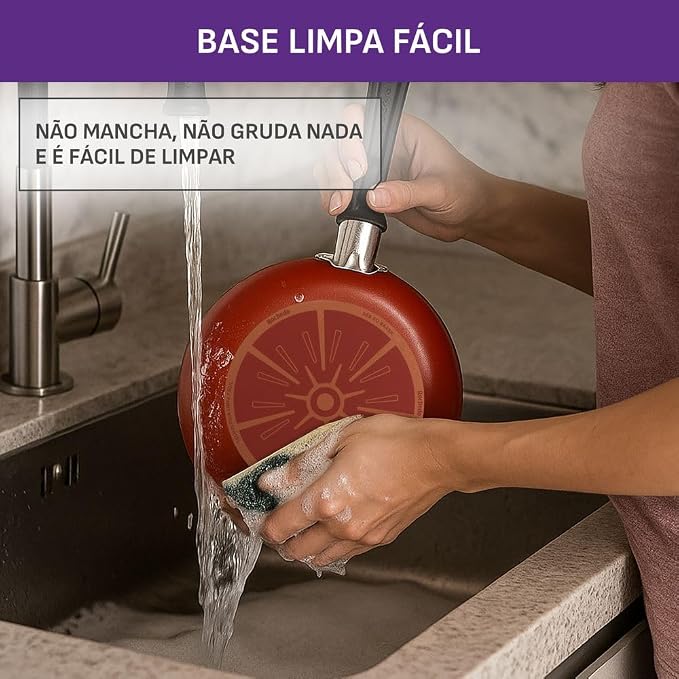 Frigideira Ovo 16 cm Rochedo Facilita Vermelha 5