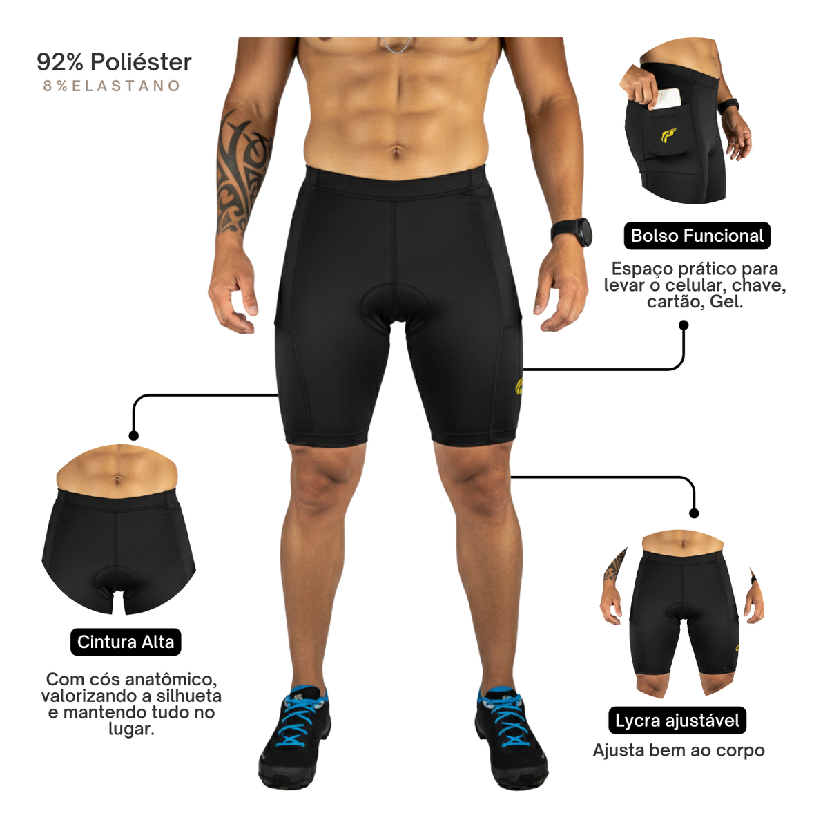 Bermuda Short Ciclismo Bike Masculina Forro Gel 3