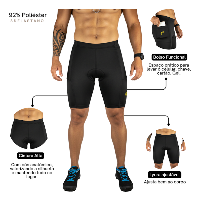 Bermuda Short Ciclismo Bike Masculina Forro Gel 3