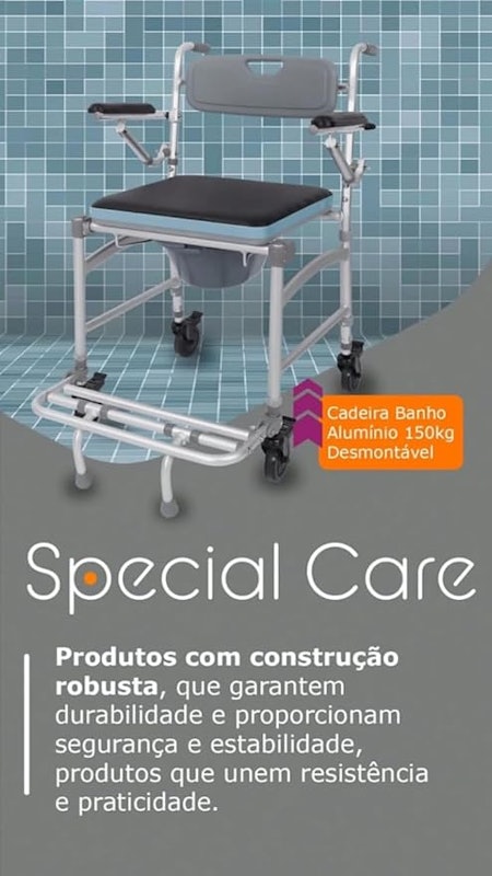 Cadeira Banho Alumínio 150 kg Desmontável 4