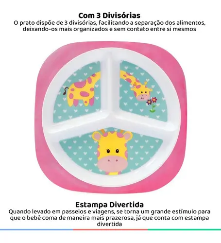 Prato com Divisórias Animal Fun Girafa 4