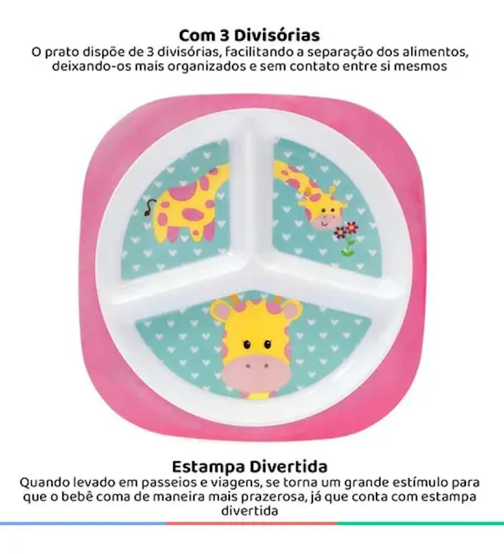 Prato com Divisórias Animal Fun Girafa 4