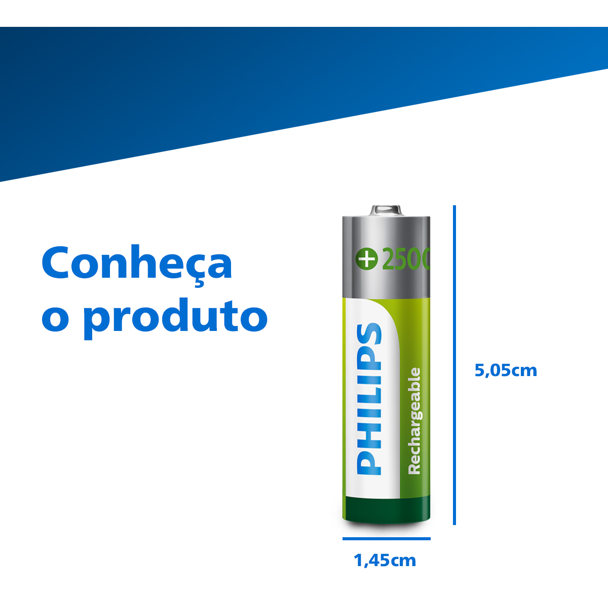 Pilha Recarregável AA 1,2V 2.500mAh 3
