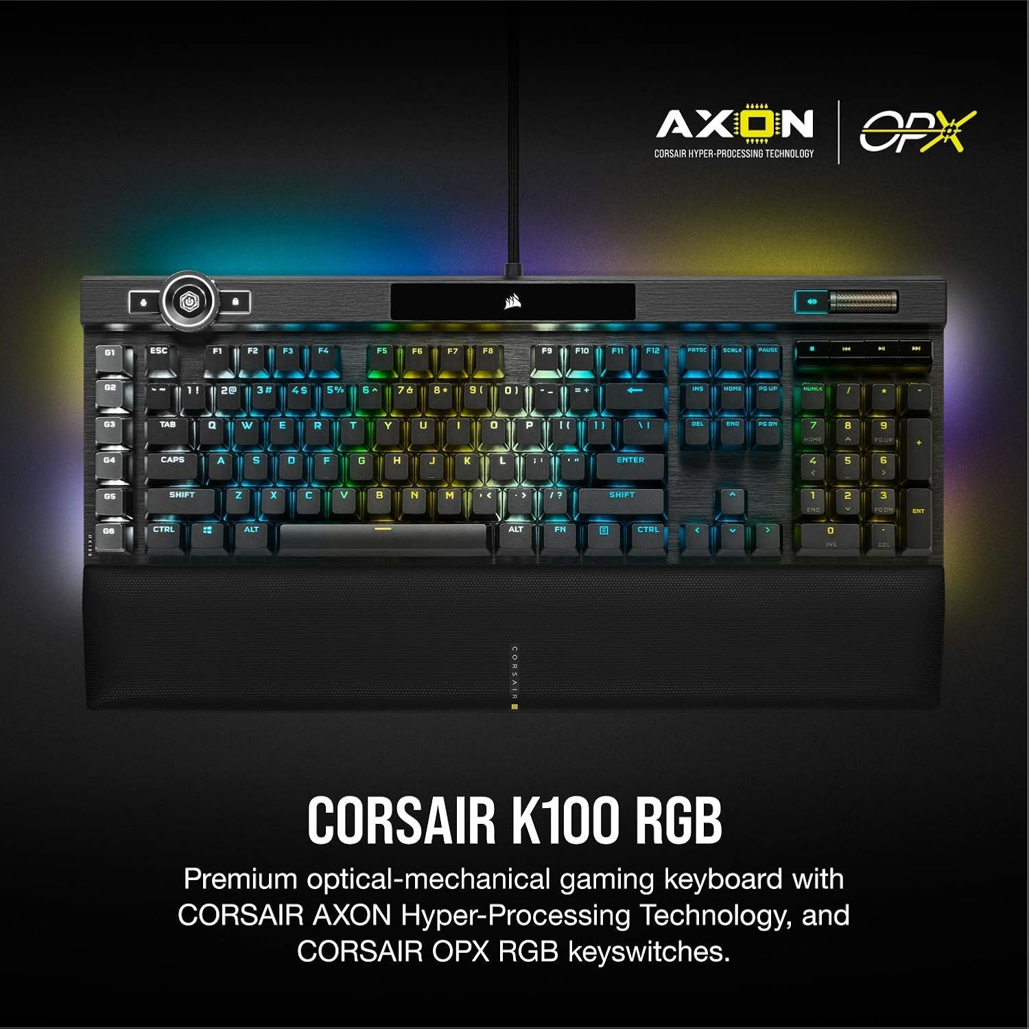 Teclado Óptico Mecânico Gamer K100 RGB - Corsair OPX Switch 5