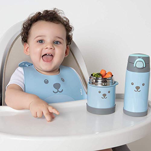 Babador de Silicone com Pega Migalhas Gumy Azul 5