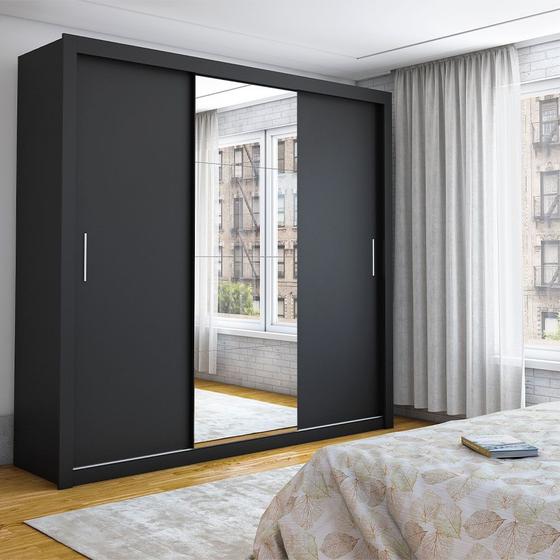 Guarda-Roupa Casal 3 Portas de Correr com Espelho Isabela 4