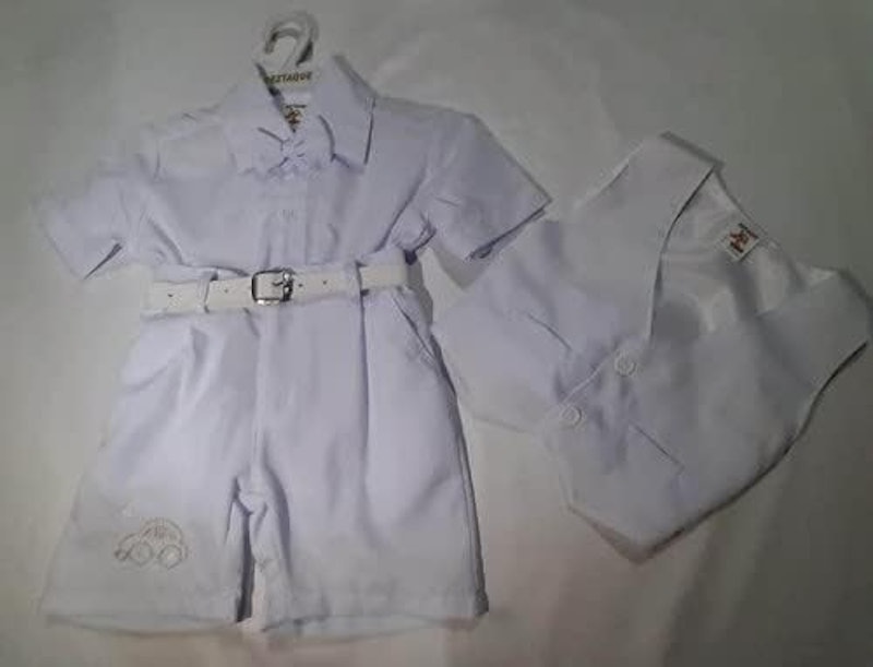 Conjunto Social Terno Menino Batizado Smoking Curto Bebe 3
