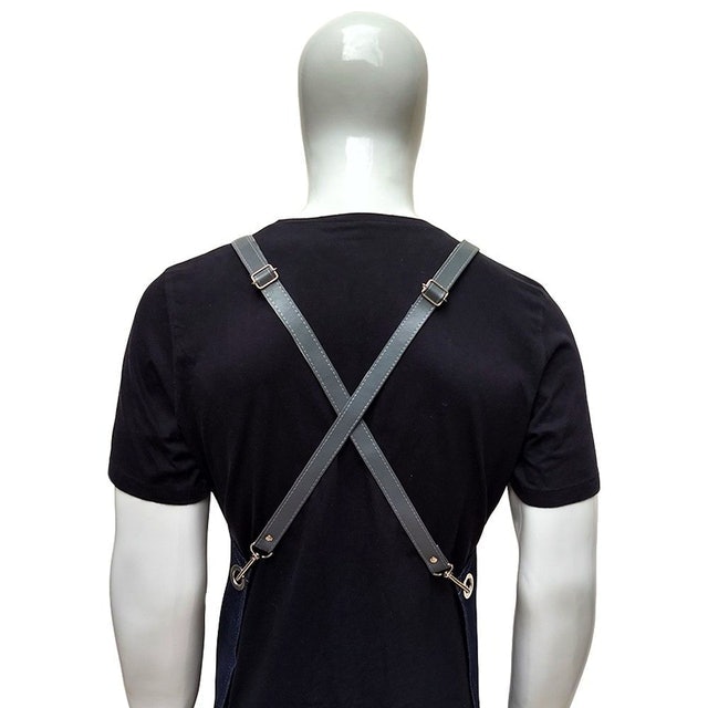 Avental de Cozinha Jeans e Couro 3