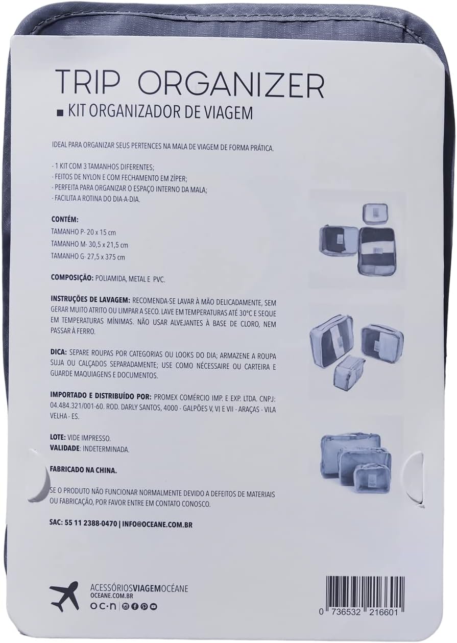 Organizador de Viagem Cinza - Trip Organizer - 3 Unidades 4