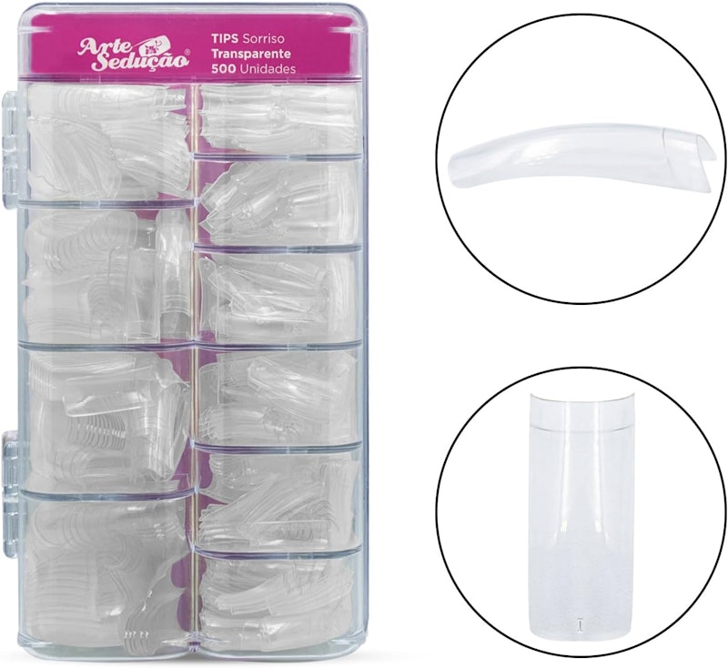 Unhas Postiças Tips Para Alongamento Modelo Sorriso Transparente 2