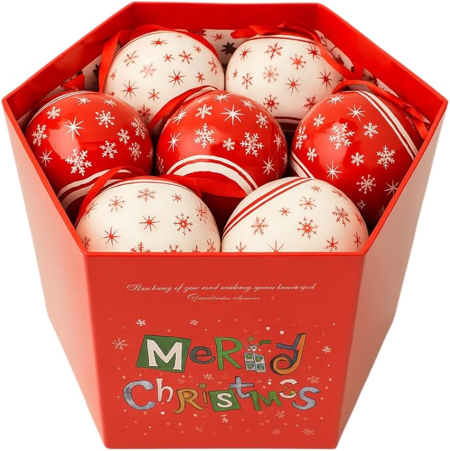 14 Bolas de Natal Premium Enfeite Decoração Vermelha e Branca 5