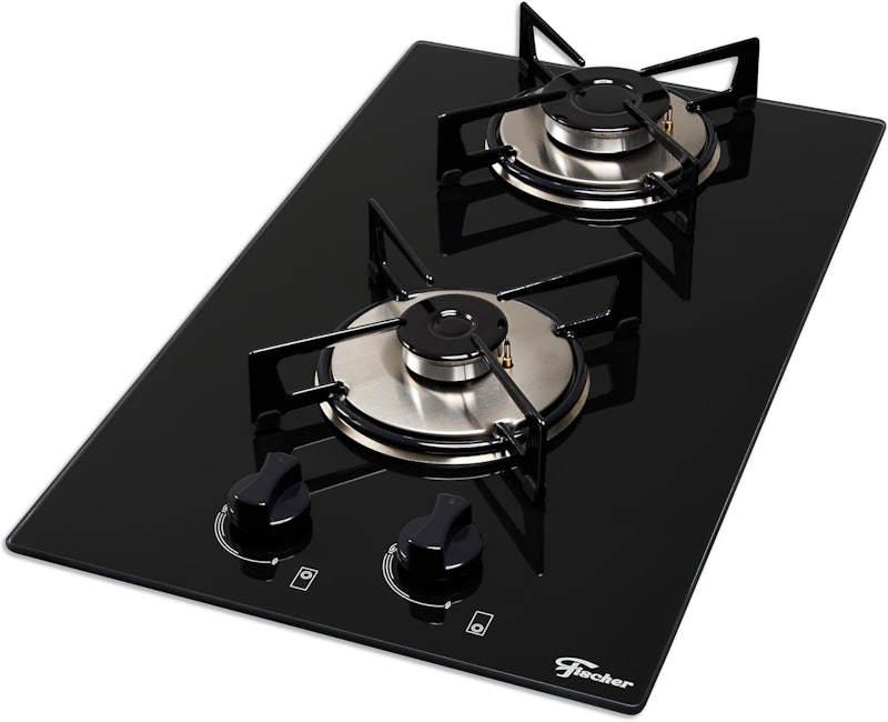 Cooktop a Gás Fischer 2 Bocas Loft com Supervisor de Chama Mesa Vidro Bivolt 1