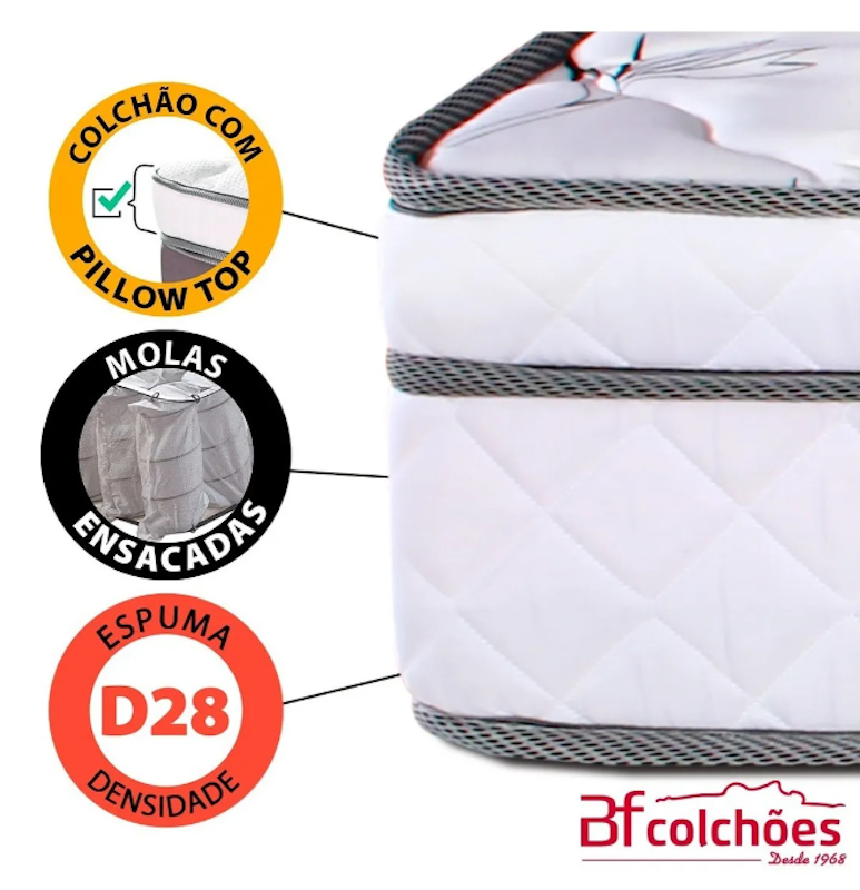 Cama Box Colchão Solteiro Molas Ensacadas Pillow 2