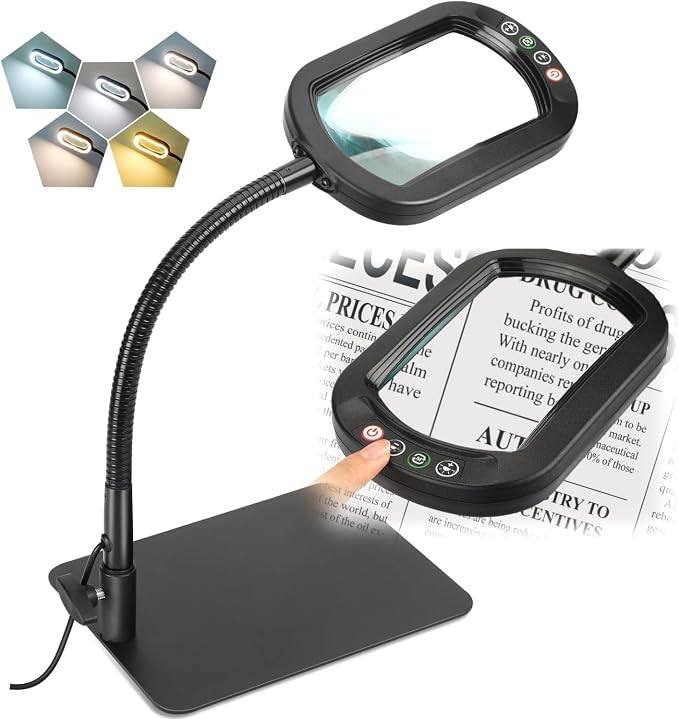 Lupa Retangular 10x com Luz e Suporte 1