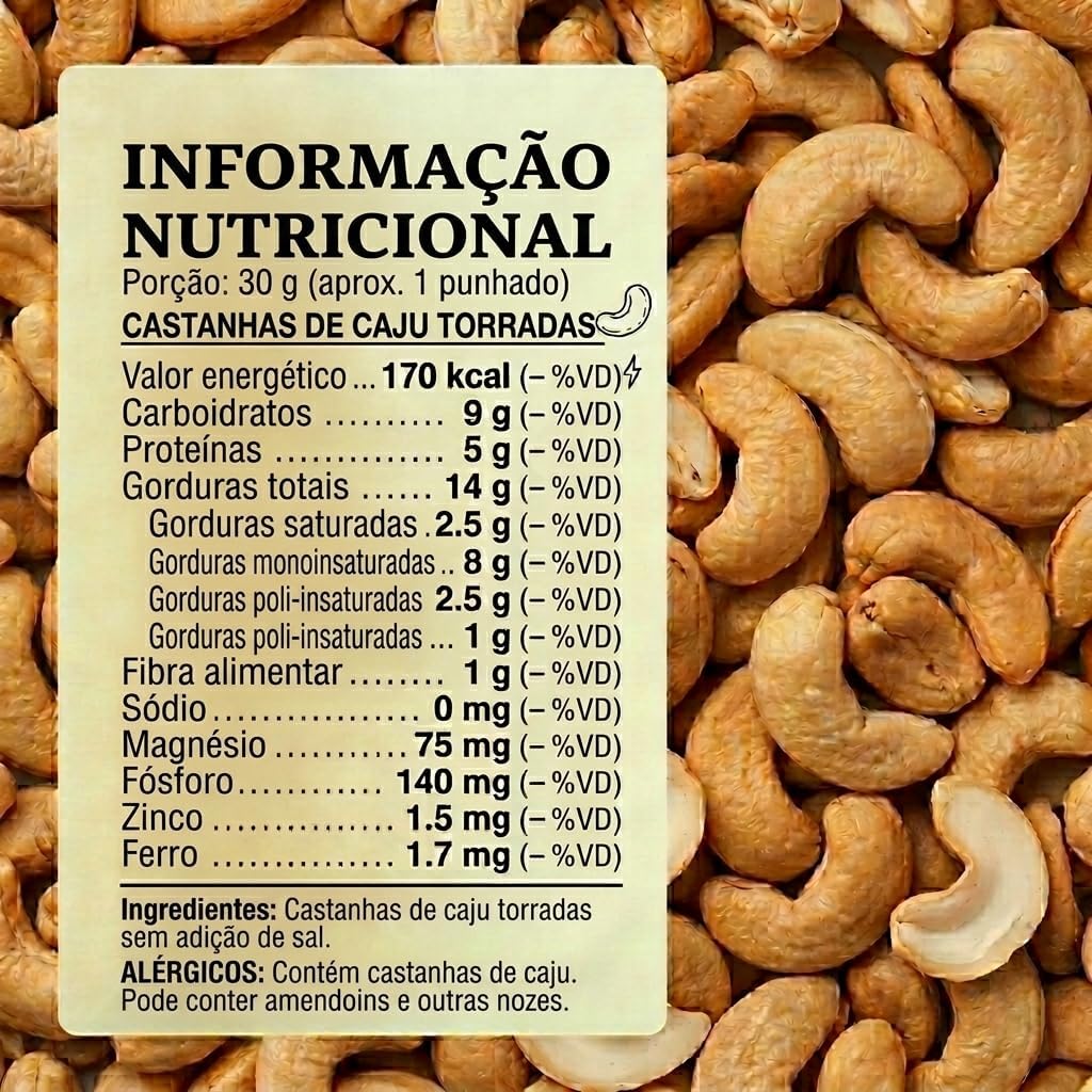 Castanhas de Caju Torradas em Bandas sem Sal  2