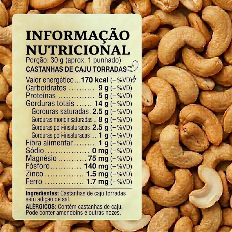 Castanhas de Caju Torradas em Bandas sem Sal 2