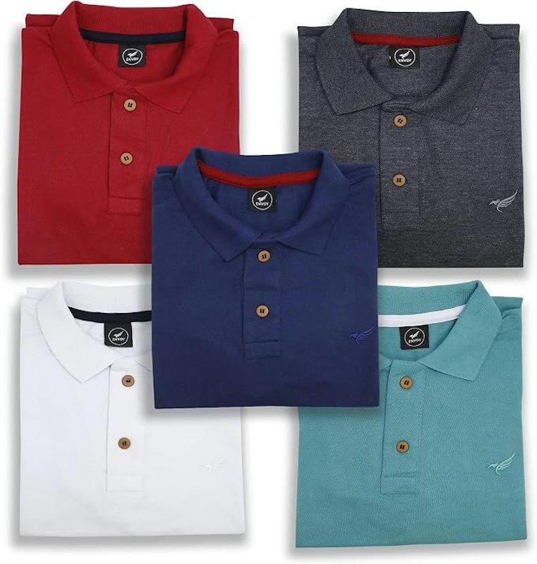 Kit 5 Camisa Polo Envoy Tecido Piquet Básica Masculina 1