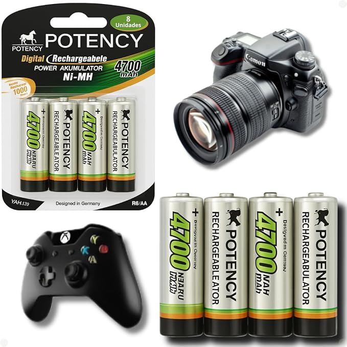 Kit 8 Pilhas Recarregáveis AA 4700 mAh 4