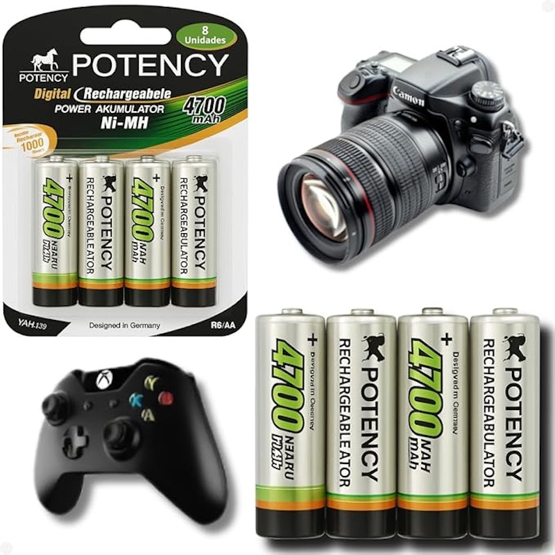 Kit 8 Pilhas Recarregáveis AA 4700 mAh 4
