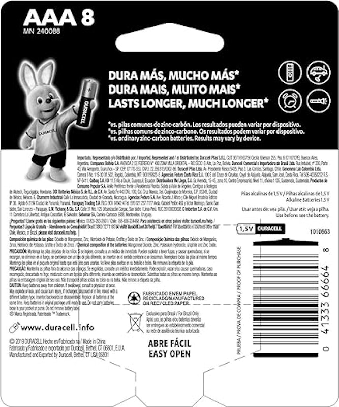 Pilha Alcalina Duracell Palito AAA 2