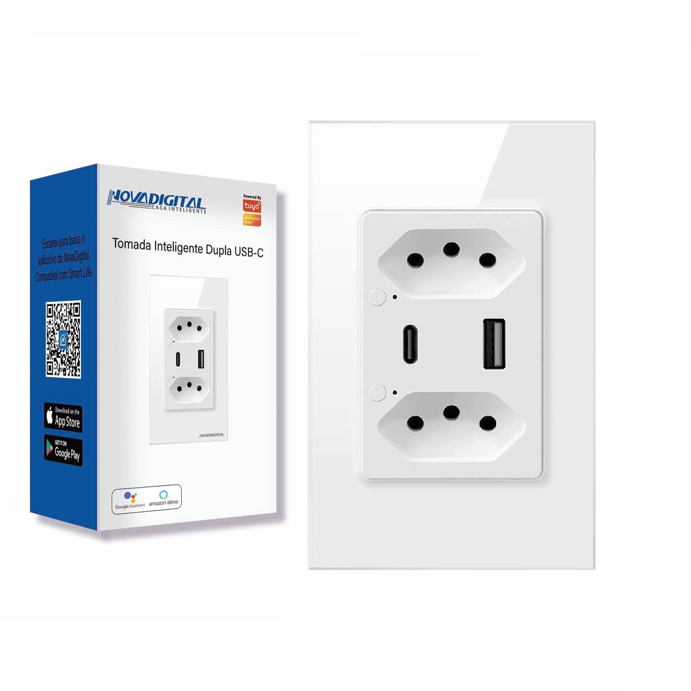 Tomada Dupla Inteligente USB-C Nova Digital 1
