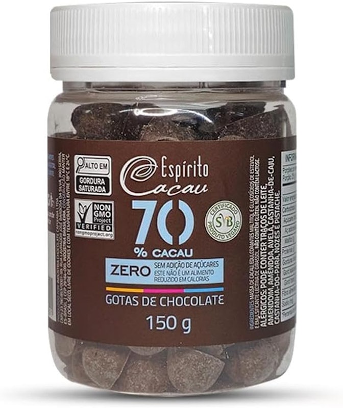 Gotas de Chocolate 70% Cacau Zero Açúcar 1