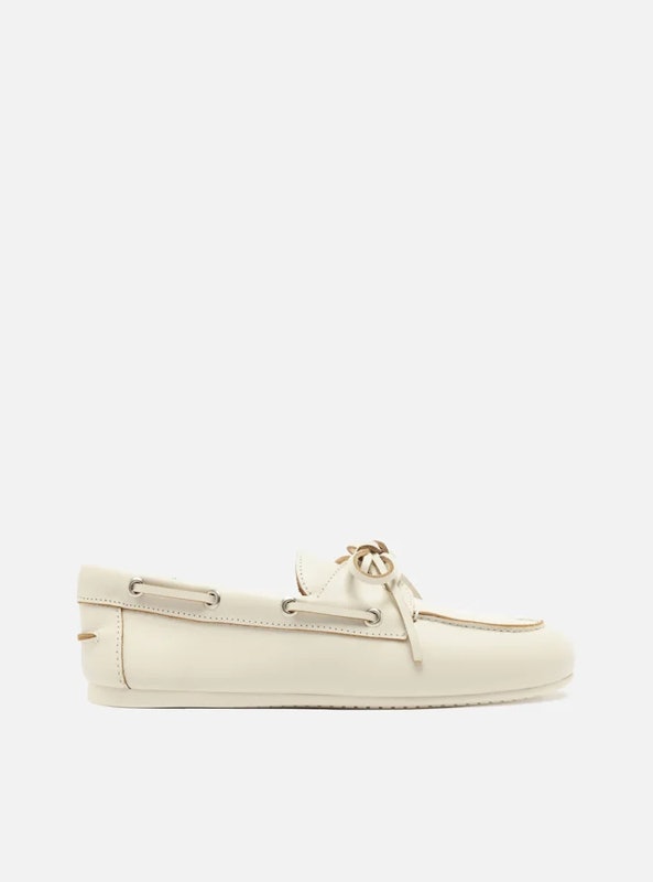 Mocassim Dockside Branco Couro Amarração 1