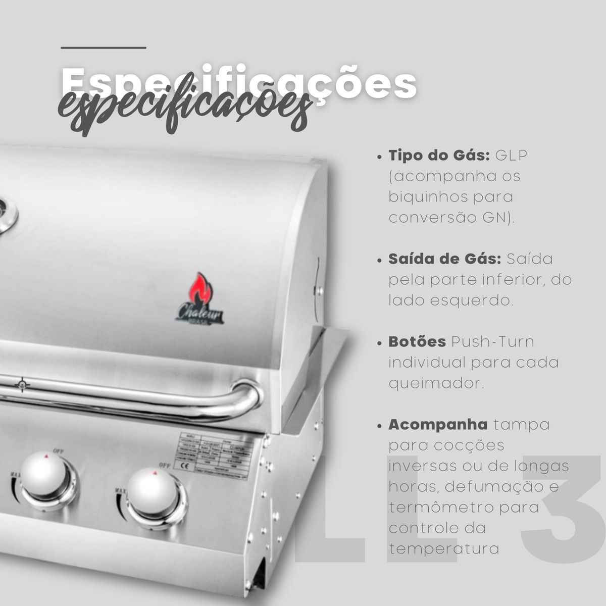 Churrasqueira a Gás de Bancada Chaleur Grill 3