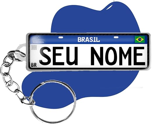 Chaveiro Placa Carro Personalizado com Nome Frente 1