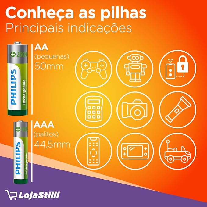 Pilha Recarregável AA Philips 2