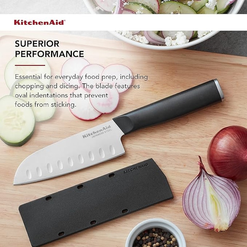 Faca Santoku 12,7 cm Preto Forjada com Capa Protetora 3