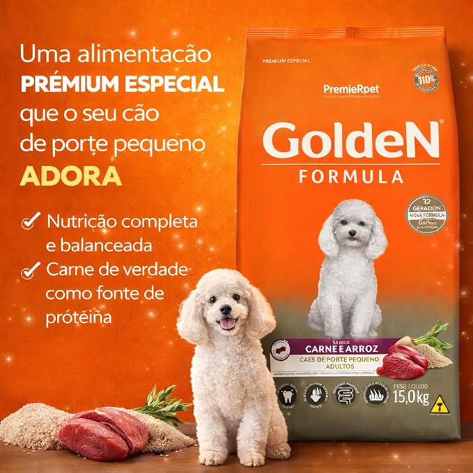 GoldeN Formula Cães Adultos Porte Pequeno Carne e Arroz 5