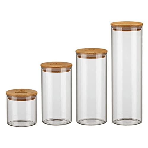 Potes Herméticos Porta-Mantimentos com Tampa de Bambu 5