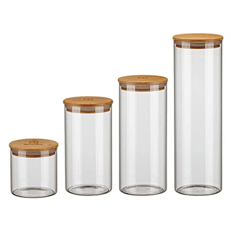Potes Herméticos Porta-Mantimentos com Tampa de Bambu 5