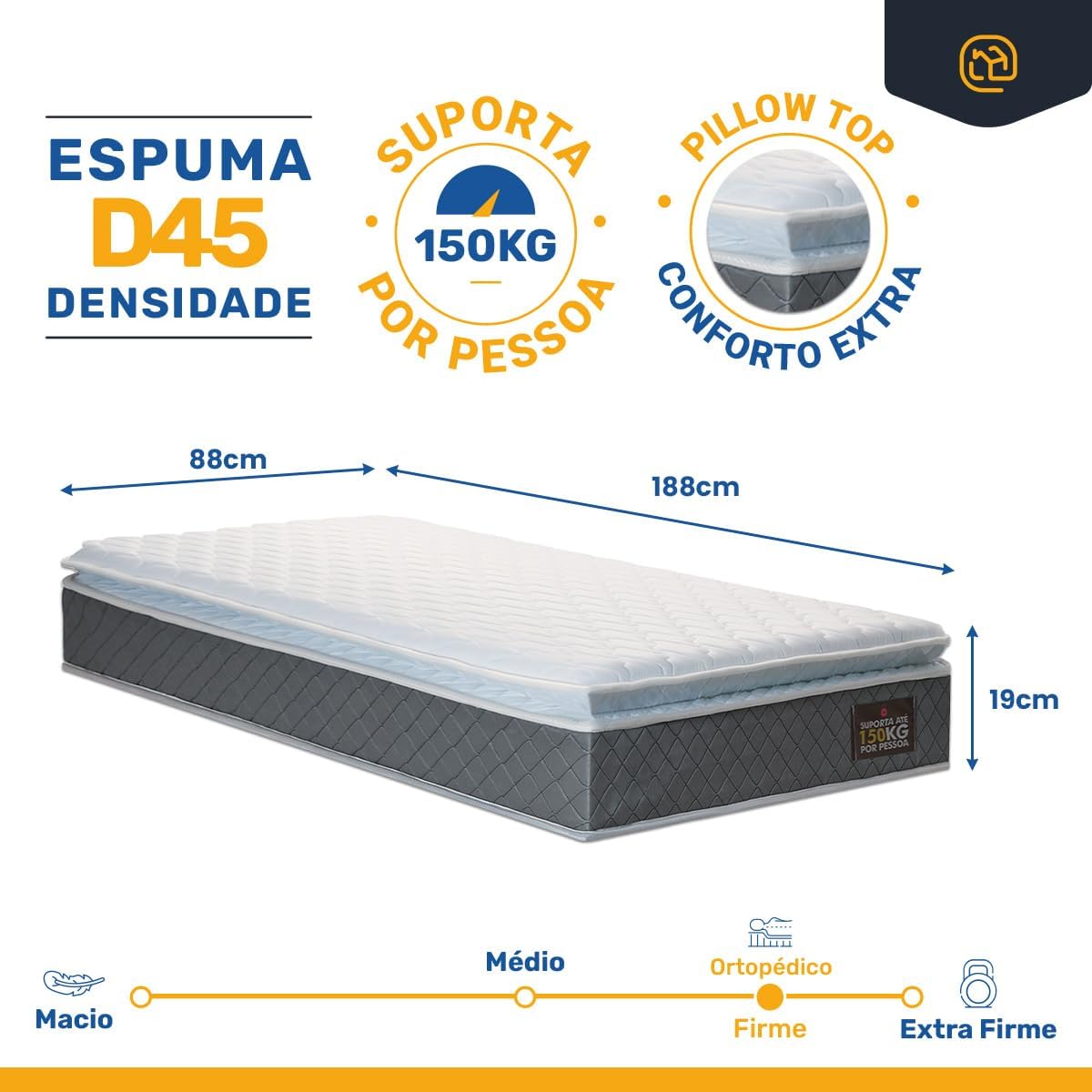Cama Box com Colchão de Espuma D45 4