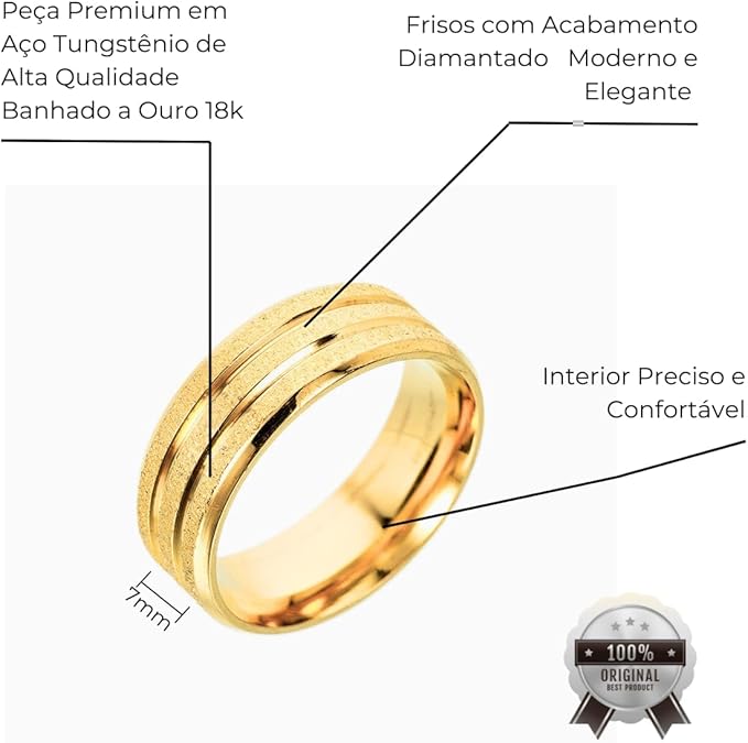 Aliança de Casamento Banhada a Ouro 18 K Zentty 2