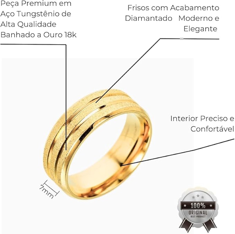 Aliança de Casamento Banhada a Ouro 18 K Zentty 2
