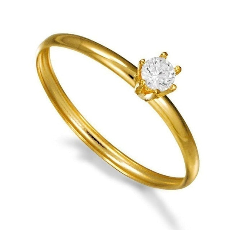 Anel Solitário de Ouro 18K com Zircônia 1