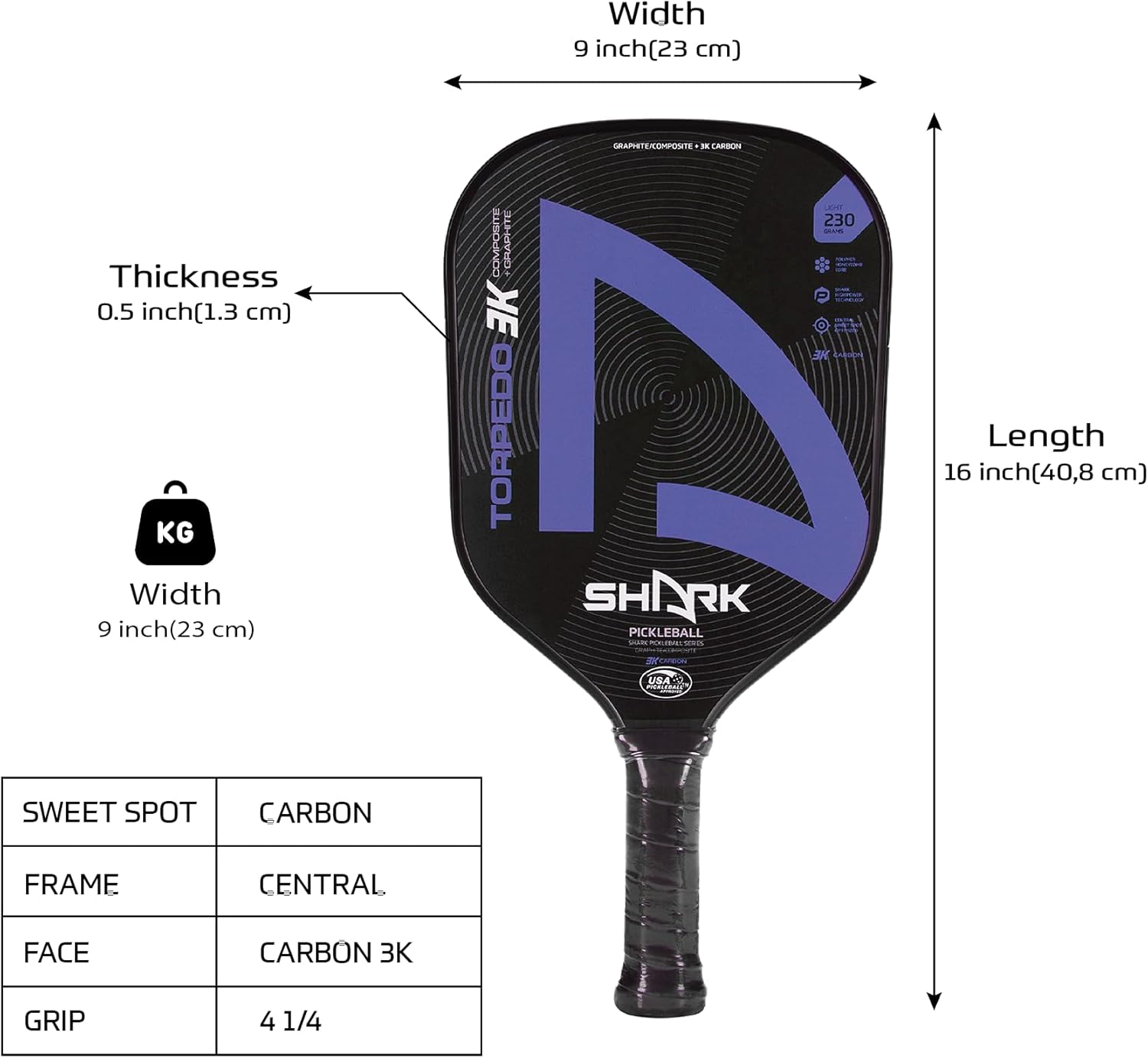 Raquete de Pickleball Shark Torpedo 3