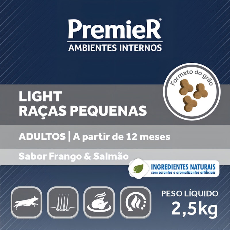 PremieR Ambientes Internos Cães Adultos Porte Pequeno Frango e Salmão Light 3