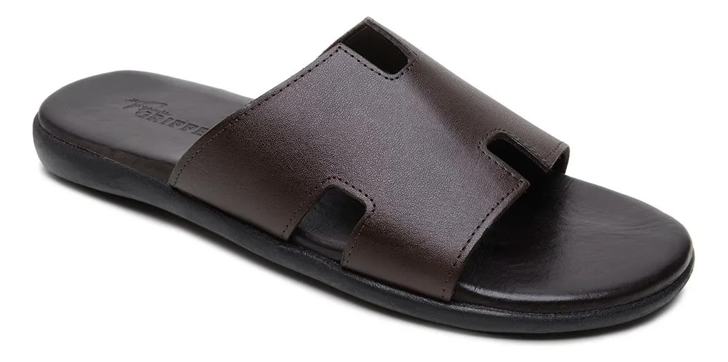 Chinelo Sandália Masculina em Couro NJ 1