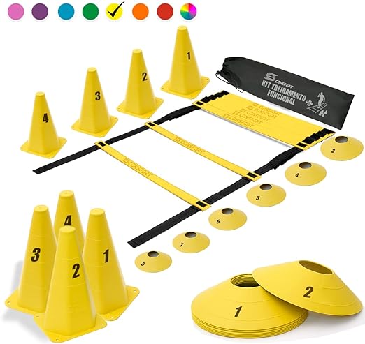 Kit Treino Agilidade 4 Cones + 6 Chapéus Chinês + 1 Escada de Agilidade 1